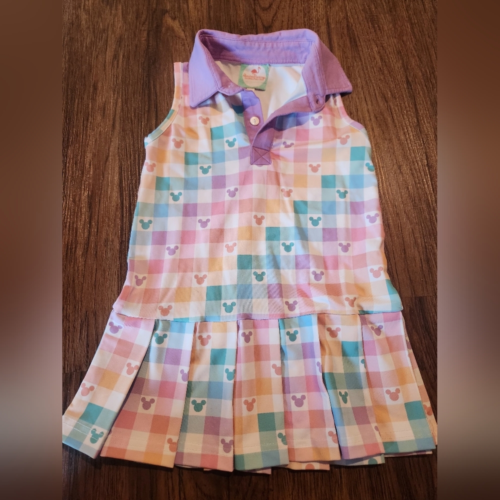 Mickey Mouse Colorful Plaid Sleeveless Active Dress